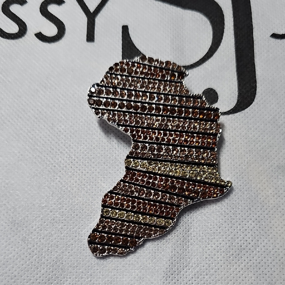 Sassy Jones Striped Africa Brooch in Brown and Gold
